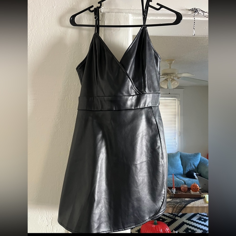 Black leather dress
